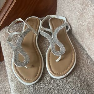 White Sparkle Sandals, Guess